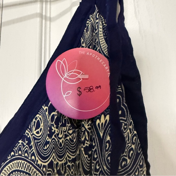 Elegant Navy and Cream Paisley Boho Jumpsuit - Picture 3 of 8